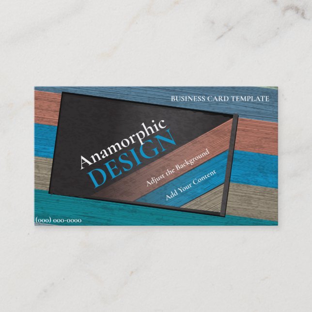 Colourful Wood Texture Anamorphic Business Card (Front)