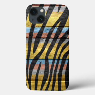Colourful Wood Vintage Zebra Print #8 iPhone 13 Case