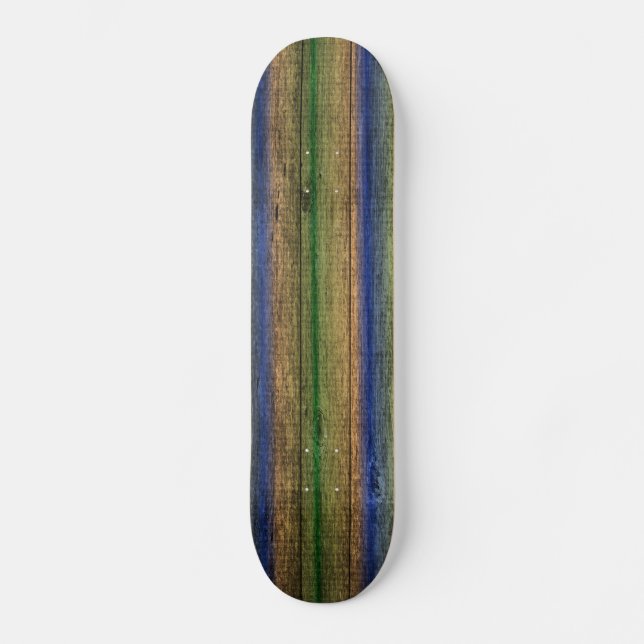 colourful wood wall vintage skateboard (Front)