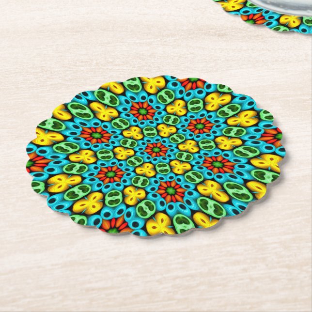 Colourful Wooden Balls Pattern Paper Coaster (Angled)