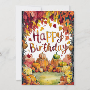 Colourful Woodland Autumn Fall Happy Birthday Card