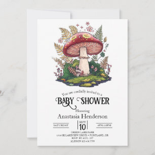 Colourful Woodland Mushroom Baby Shower Invitation