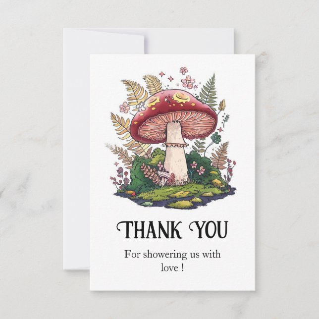 Colourful Woodland Mushroom Baby Shower Thank You Card (Front)