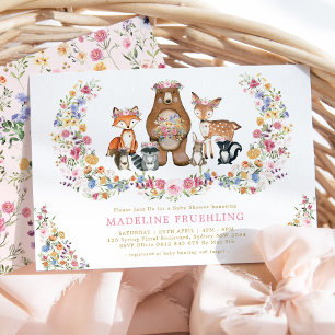 Colourful Woodland Wildflower Garden Baby Shower Invitation
