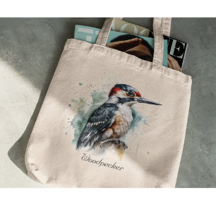 Colourful Woodpecker in watercolor Tote Bag