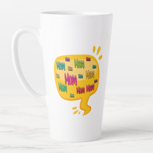 Colourful Word Mum with Thought Bubble Latte Mug (Left)