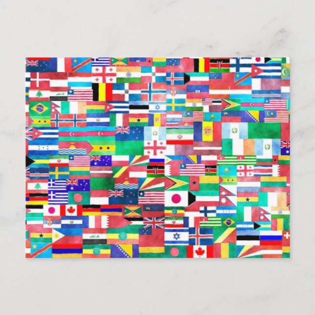 Colourful World Flags Postcard (Front)