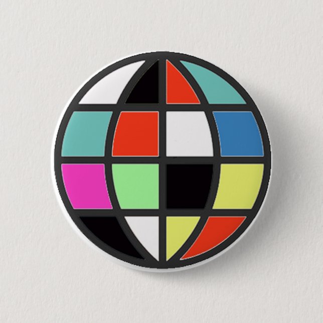 colourful world globe 6 cm round badge (Front)