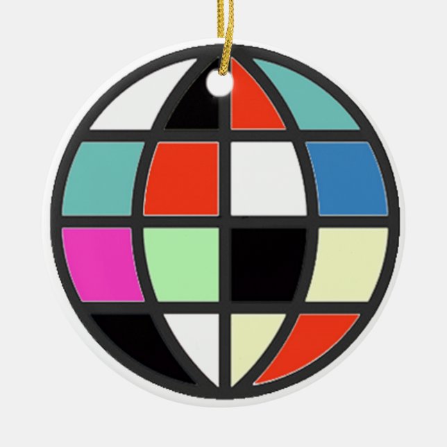 colourful world globe ceramic tree decoration (Front)