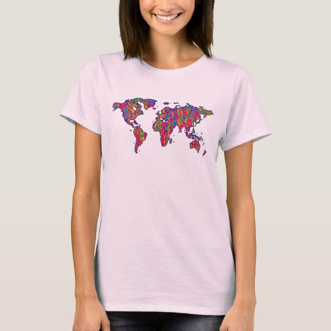 colourful world map art T-Shirt (Front)