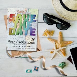 Colourful World Map Destination Wedding Save The D Date