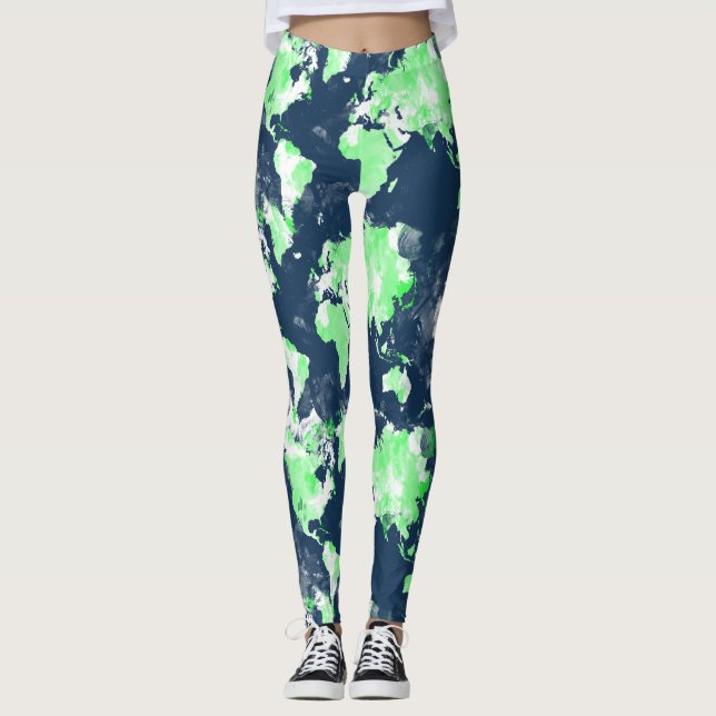 Colourful world map Leggings (Front)