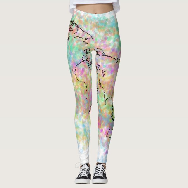 Colourful World Map Leggings (Front)