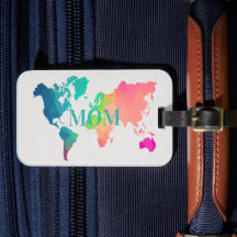Colourful World Map MOM Custom Monogram Name