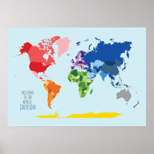 Colourful World Map Personalised Poster