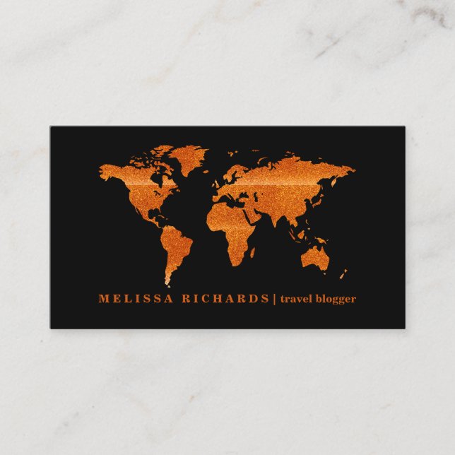 Colourful World Map Travel  Blog Business Card (Front)