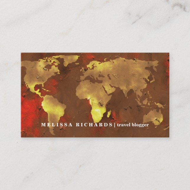 Colourful World Map Travel  Blog Business Card (Front)