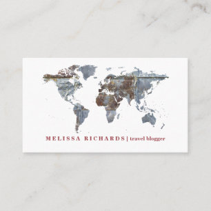 Colourful World Map Travel  Blog Business Card