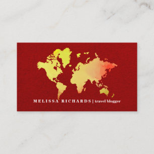 Colourful World Map Travel  Blog Business Card