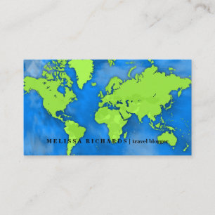Colourful World Map Travel  Blog Business Card