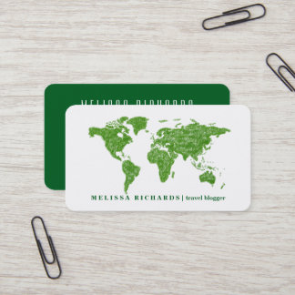 Colourful World Map Travel  Blog Business Card
