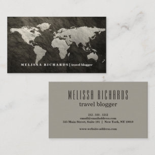 Colourful World Map Travel  Blog Business Card