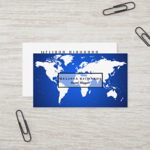 Colourful World Map Travel  Blog Business Card