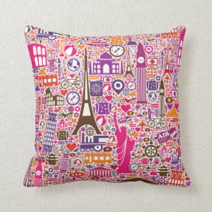 Colourful World Pattern Cushion