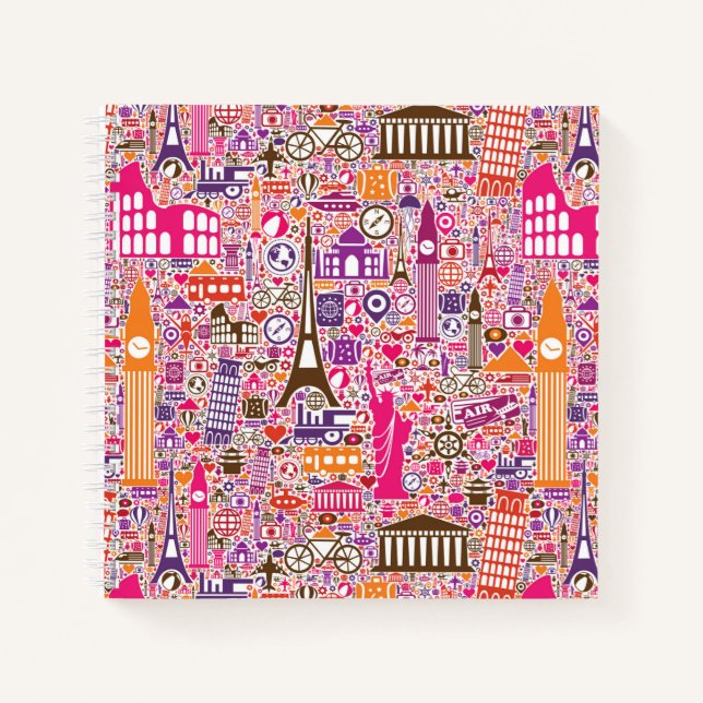 Colourful World Pattern Notebook (Front)