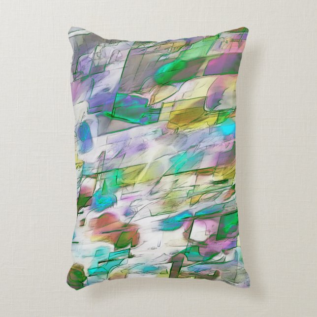 Colourful worn, fray between matte and satin decorative cushion (Front(Vertical))