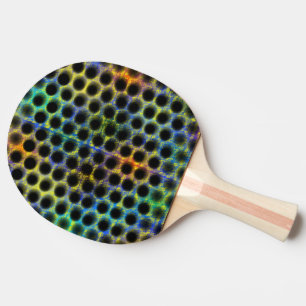 Colourful worn with black polka dots. ping pong paddle