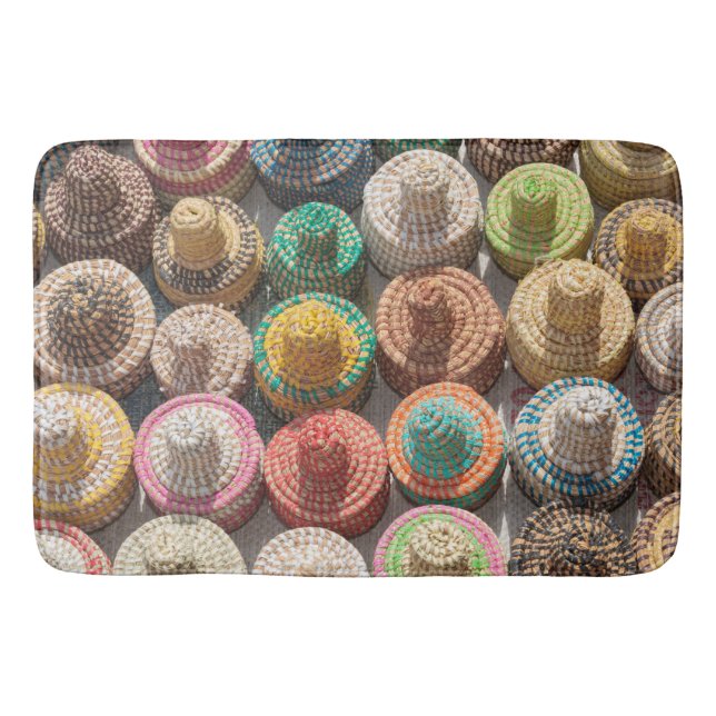 Colourful Woven Hats Bath Mat (Front)