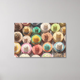 Colourful Woven Hats Canvas Print