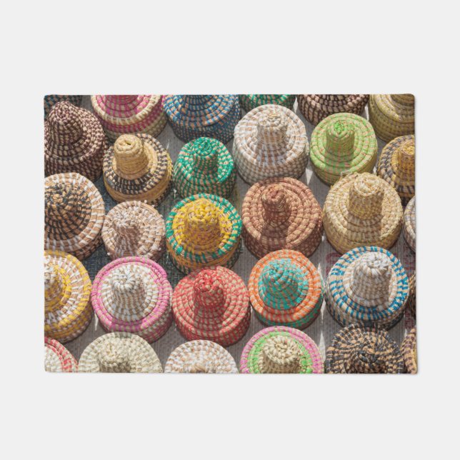 Colourful Woven Hats Doormat (Front)