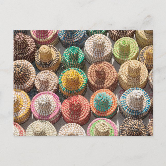 Colourful Woven Hats Postcard (Front)