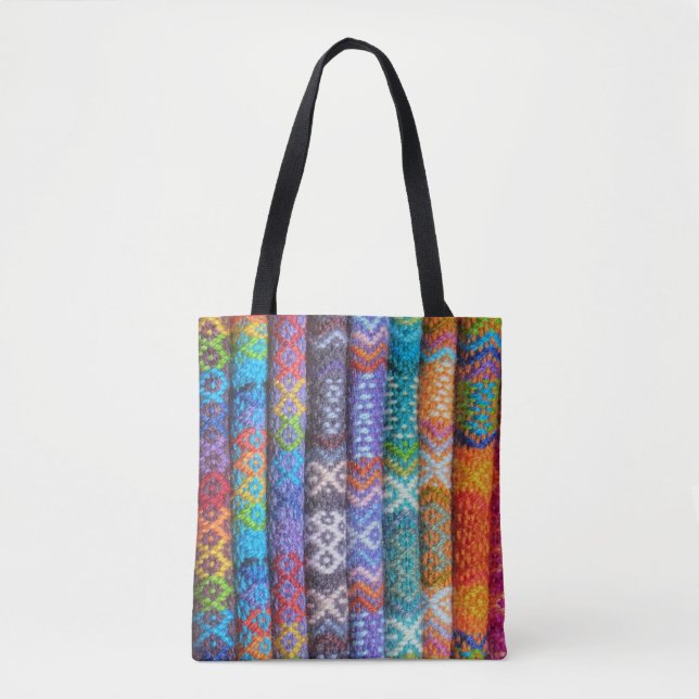 Colourful Woven Textile Tote Bag (Front)