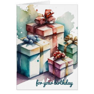 Colourful Wrapped Presents Birthday Card
