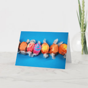Colourful wrapped taffy candy greeting card
