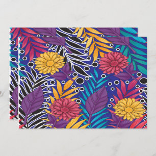 Colourful wrapping paper featuring creative floral invitation