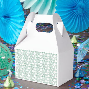 Colourful wrapping paper with a repeating pattern favour box