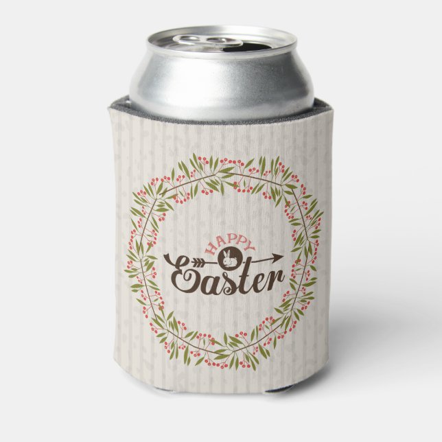 Colourful Wreath And Bunny Can Cooler (Can Back)