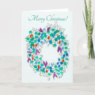 Colourful Wreath for Christmas Holiday Card