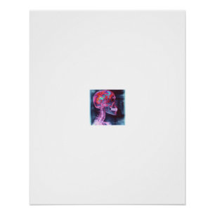 Colourful X-Ray Skull Psychedelic Brain Poster