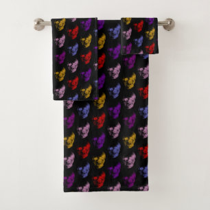 Colourful X-Ray Skulls Pattern Bath Towel Set