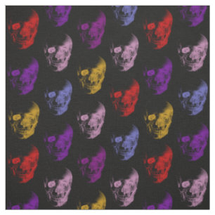 Colourful X-Ray Skulls Pattern Fabric