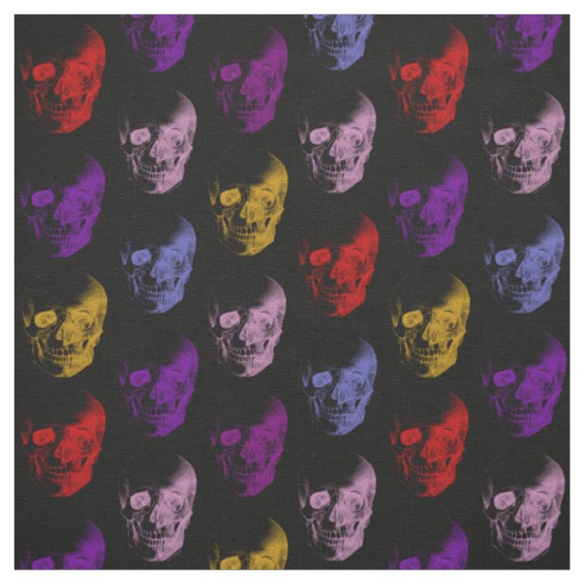 Colourful X-Ray Skulls Pattern Fabric (Swatch)