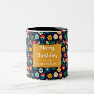 Colourful Xmas Ornaments Pattern Merry Christmas Two-Tone Coffee Mug