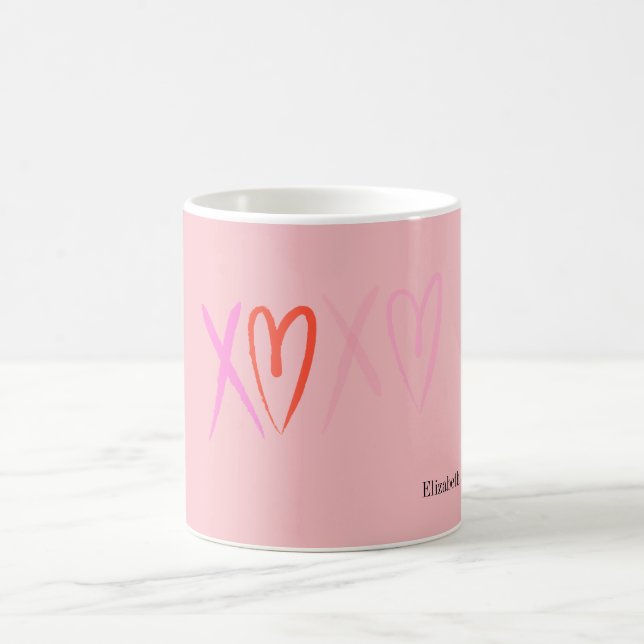 Colourful "XOXO" Hearts Valentine's Day   Coffee Mug (Center)