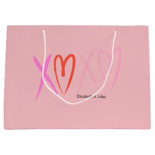 Colourful "XOXO" Hearts Valentine's Day Large Gift Bag