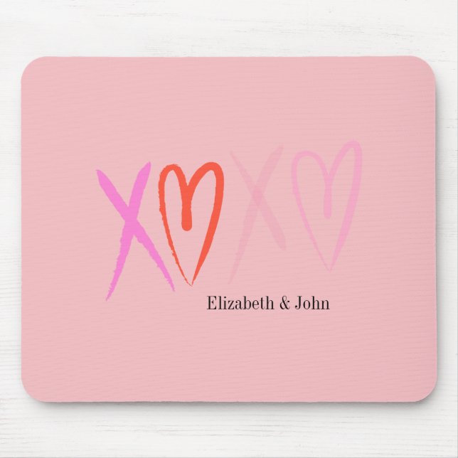 Colourful "XOXO" Hearts Valentine's Day   Mouse Mat (Front)